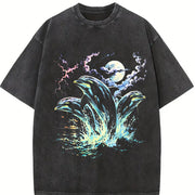 Dolphin Midnight 90s Vintage Washed T-Shirt in Black
