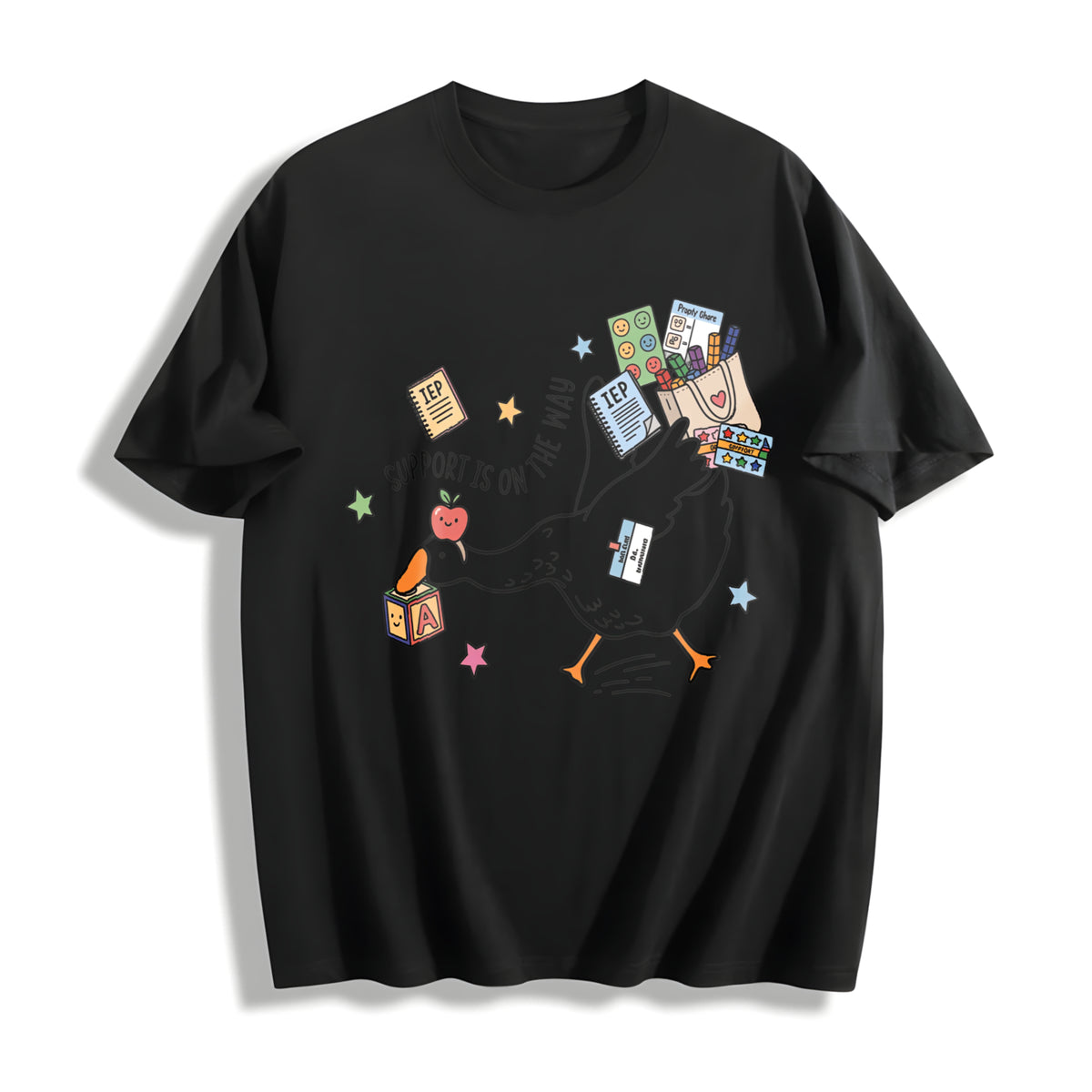 Silly Goose Special Education Teacher Cotton T-Shirt in Black