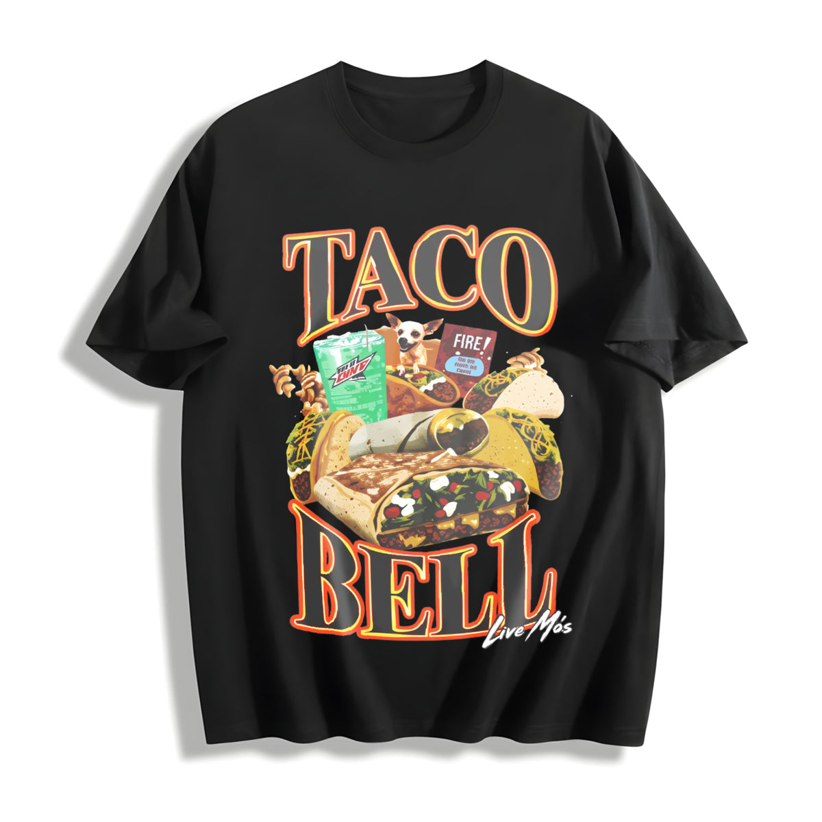 Taco Bell 90's Bootleg Cotton T-Shirt in Black