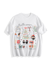 Retro Christmas Tis the Season Cotton T-Shirt in White