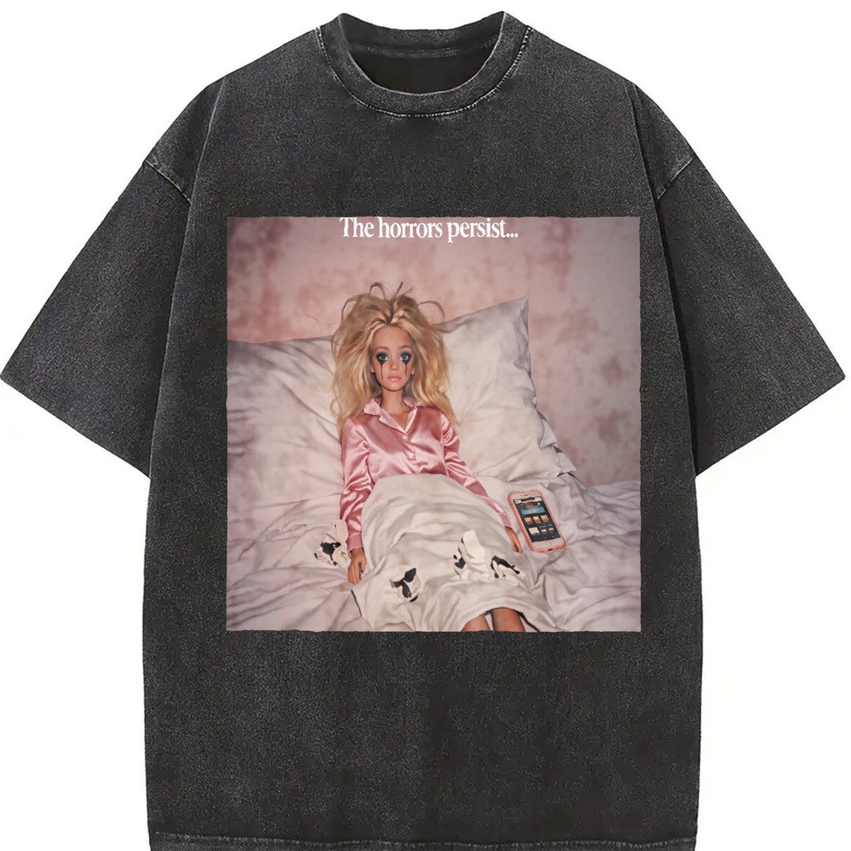 The Horrors Persist Doll in Bed Vintage Washed T-Shirt in Black