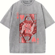 Queen of Hearts Mothers Day Vintage Washed T-Shirt in Gray