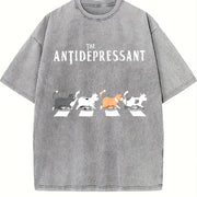 Antidepressant 8855 Vintage Washed T-Shirt in Gray