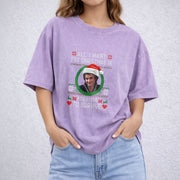 All I Want For Christmas Is For Steve To Survive vintage washed oversized T-shirt in Purple
