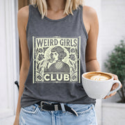 WEIRD Letters & Cartoon Patterns Vest Women's Color Cotton Tank Top in Gray