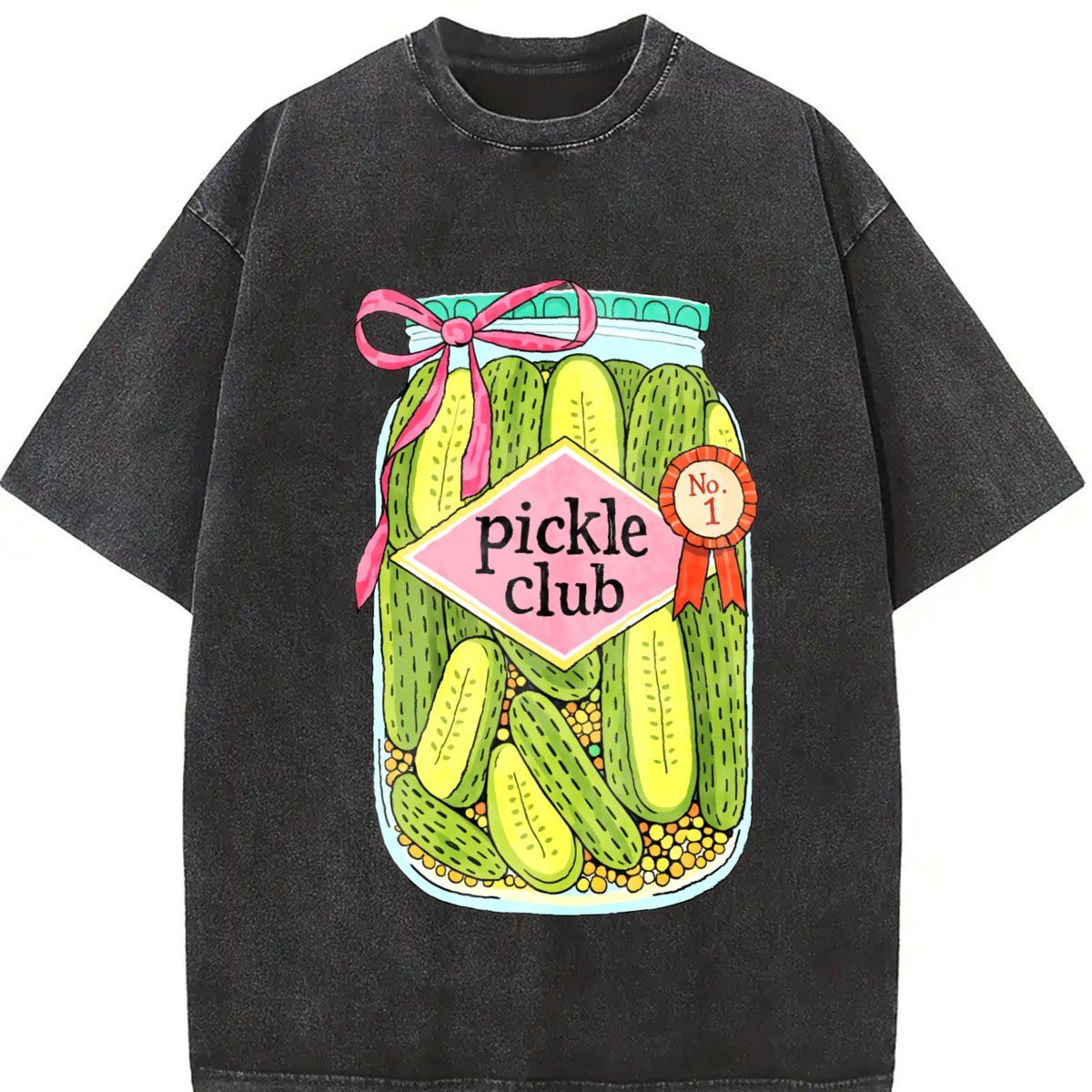 Pickle Club Pickle Lover Retro Foodie Vintage Washed T-Shirt in Black