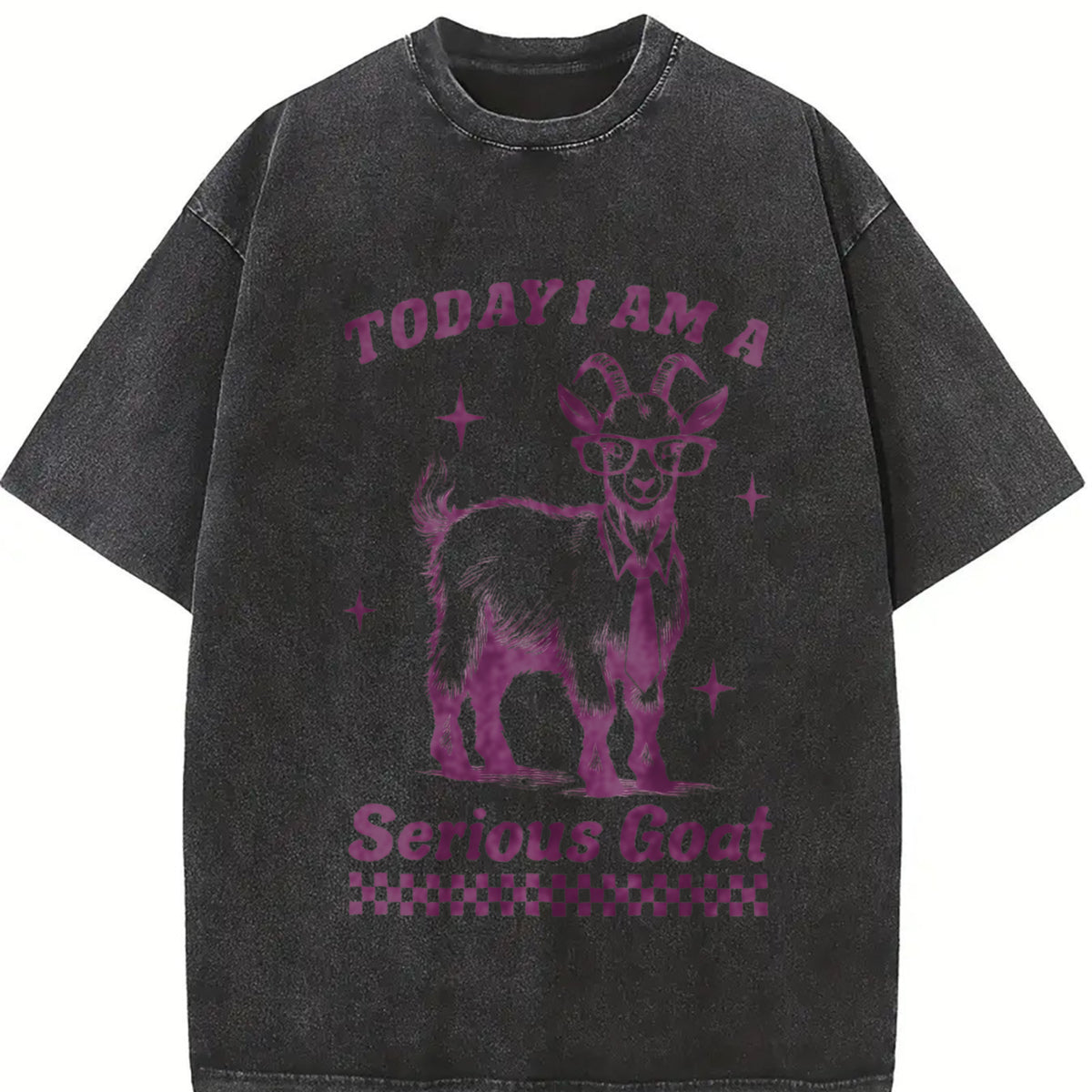 Goat Retro 90s Goat Today I'm Serious Vintage Washed T-Shirt in Black