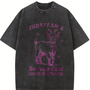 Goat Retro 90s Goat Today I'm Serious Vintage Washed T-Shirt in Black