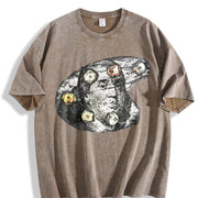 Benjamin Franklin Money High Neck Vintage Washed T-Shirt in Brown