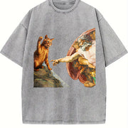 The Creation of Cat Vintage Washed T-Shirt in Gray