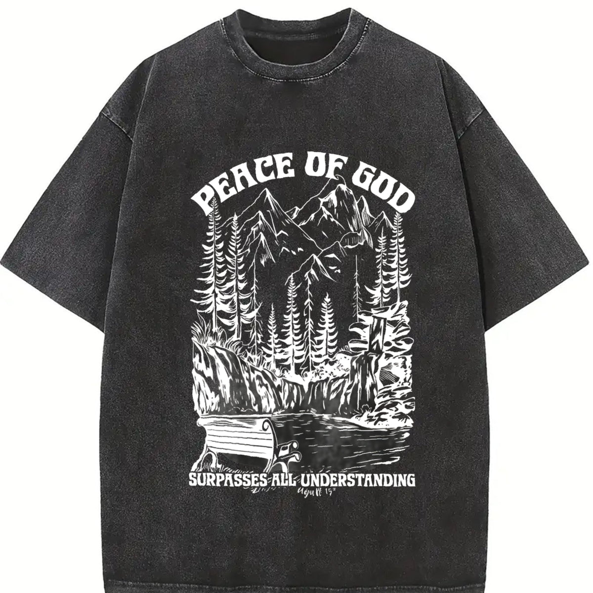 PEACE OF GOD Vintage Washed T-Shirt in Black