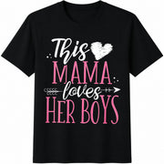 This Mama Loves Her Boys Cotton T-Shirt in Black