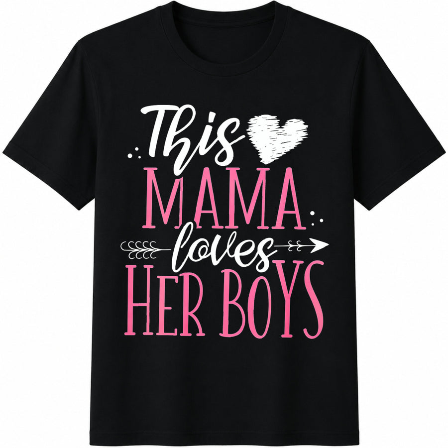 This Mama Loves Her Boys Cotton T-Shirt in Black