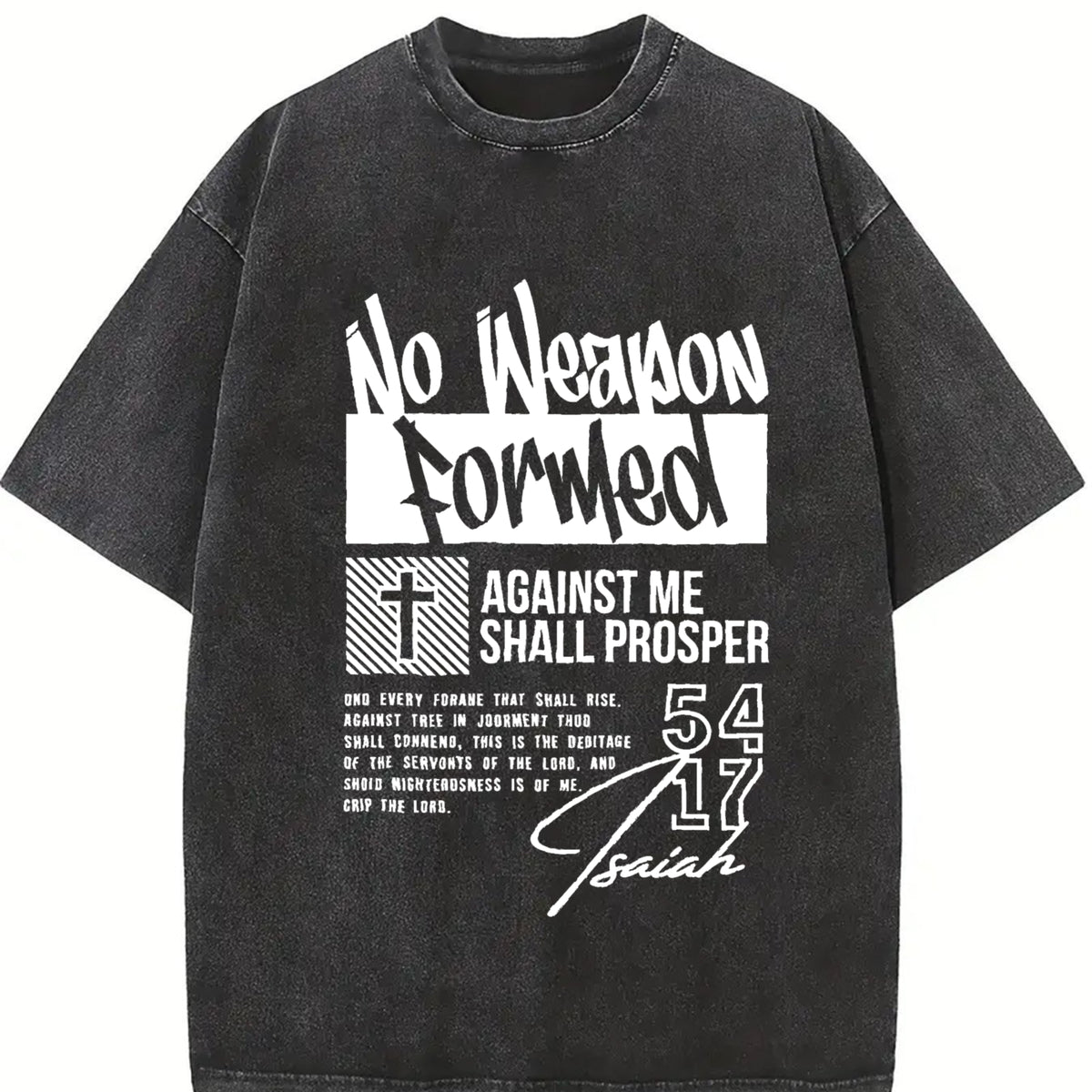 Retro 230 Christian Distressed for Youth Festive Vintage Washed T-Shirt in Black