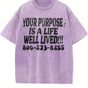 Your Purpose Mental Health Awareness Slogan White Vintage Washed T-Shirt in Purple