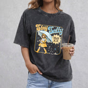Subtle Anti Ice Stay Salty Protest vintage washed oversized T-shirt in Black