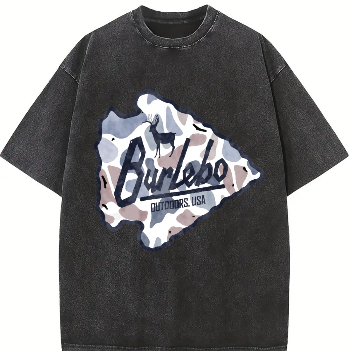 Outdoor USA Camo Vintage Washed T-Shirt in Black