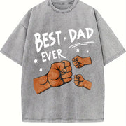 Best Dad Ever Fist Bump Vintage Washed T-Shirt in Gray