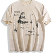 Frog Anger Dwells Deep Within Meme Vintage Washed T-Shirt in Beige