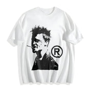 Fight Club Gothic Grunge Y2k Emo Scene Amity Affliction Cotton T-Shirt in White