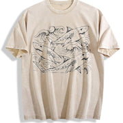 Sharks ® Ocean 90s Vintage Washed T-Shirt in Beige