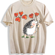 Valentine's Day Spring Vintage Washed T-Shirt in Beige