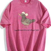 Shenanigans Pigeon Cowboy Pigeon : Western Bird Lover vintage washed oversized T-shirt in Red