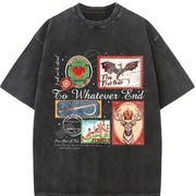 Throne of Glass TOG Book Stamps Terrasen Fantastic Reader Vintage Washed T-Shirt in Black