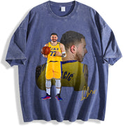 Luka the Don Welcome To Los Angeles LA Basketball Custom vintage washed oversized T-shirt in Blue