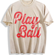 Play Ball Game Day Vintage Washed T-Shirt in Beige
