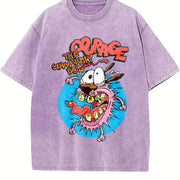 ZestLoop Courage the Cowardly Dog Retro Heart Hands Vintage Washed T-Shirt in Purple