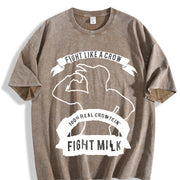 Fight Milk Stretch Vintage Washed T-Shirt in Brown
