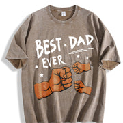 Best Dad Ever Fist Bump Vintage Washed T-Shirt in Brown