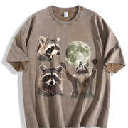 Three Raccoons 90s Vintage Washed T-Shirt in Brown