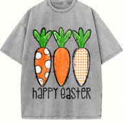 Happy Easter Vintage Washed T-Shirt in Gray