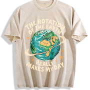 The Rotation of the Earth Really Makes My Day Vintage Washed T-Shirt in Beige