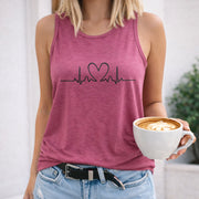 Heartbeat Heart Women's Color Cotton Tank Top in Red