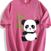 Panda Bear Panda Lover Vintage Washed T-Shirt in Red