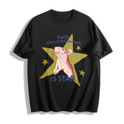 Rat Spelled Backwards Is Star Cotton T-Shirt in Black