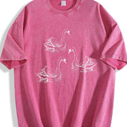 Swan 90s Retro ® Y2k Swan Vintage Washed T-Shirt in Red
