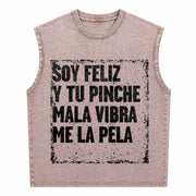 Mexican Humor Vintage Washed Tank Top in Brown