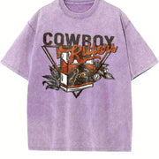 Cowboy Killers Western Sleeveless Tank Vintage Washed T-Shirt in Purple