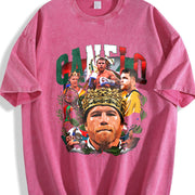 Alvarez Saul Mexico King Goat Boxing Style vintage washed oversized T-shirt in Red
