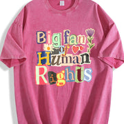 Big Fan of Human Rights Retro Vintage Washed T-Shirt in Red