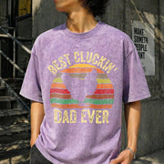 Best Cluckin Dad Ever Vintage Washed T-Shirt in Purple