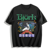 Y2k Bjork Debut Cotton T-Shirt in Black