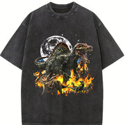 Dinosaur 90s Retro Jurassic Spinosaurus Vintage Washed T-Shirt in Black