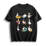 Just a Goose Cute Silly Goose Cotton T-Shirt in Black