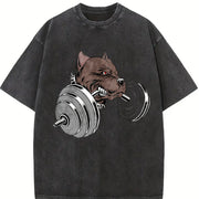 Weightlifting Wolf Vintage Washed T-Shirt in Black