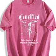 Crucified 90s Retro Jesus Cross ® Vintage Washed T-Shirt in Red